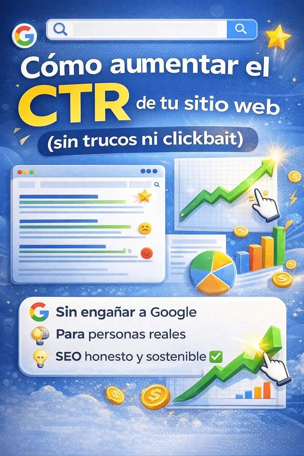 Cómo aumentar el CTR de tu sitio web (sin trucos ni clickbait) 04012026 por Aridane García Ruiz Visualizaciones 0 Hola, muy buenas ð, si estás trabajando el SEO de tu web, hay una sigla que tarde o temprano aparece en tu camino CTR. Quizá has oído cosas como estas ð ð “Si subes el CTR, Google te sube posiciones” ð “El CTR es el factor SEO más importante” ð “Hay trucos para engañar a Google y aumentar el CTR” Y como suele pasar en SEO… ð´ hay parte de verdad ð´ parte de mito ð´ y bastante humo En este artículo quiero explicarte qué es realmente el CTR, cómo influye en el SEO y, sobre todo, cómo puedes aumentarlo de forma honesta, sostenible y sin clickbait. Prepárate un café ☕, porque aquí no vamos a correr. Vamos a entender. ð Qué es el CTR y por qué importa tanto en SEO CTR significa Click Through Rate, o lo que es lo mismo ð el porcentaje de personas que hacen clic en tu resultado cuando aparece en Google. Ejemplo sencillo ð Tu página aparece 1.000 veces en Google 100 personas hacen clic ➡️ Tu CTR es del 10 % Fácil, ¿verdad ð Pero lo importante no es la fórmula. Lo importante es lo que hay detrás. El CTR es una señal clara de una cosa ð si tu resultado resulta atractivo o no para el usuario Y eso, en SEO, es oro. ð§ El CTR no va de Google, va de personas Aquí viene la primera idea clave del artículo ð ð El CTR no se optimiza para Google, se optimiza para personas. Google no “siente” curiosidad. No se emociona. No hace clic. Quien hace clic es una persona real con una necesidad concreta. Por eso, cuando hablamos de CTR, en realidad estamos hablando de Expectativas Promesas Claridad Confianza Relevancia No de trucos. ð« El gran error pensar que el CTR se mejora con trampas Durante años se han recomendado prácticas como Titles exagerados Promesas falsas Clickbait puro Emojis sin sentido Mayúsculas por todas partes ð± ¿Funcionan a corto plazo ð A veces sí. ¿Son buena idea ð No. ¿Por qué Muy simple ð ð Si alguien hace clic y no encuentra lo que esperaba, se va ð Aumenta el rebote ð Baja la confianza ð El efecto positivo se evapora El CTR no puede ir separado del contenido. Van de la mano. ð§© Qué entiende Google cuando tu CTR mejora Google nunca ha dicho oficialmente que el CTR sea un factor de ranking directo. Y aquí hay que ser honestos. Pero sí sabemos algo muy importante ð ð Google observa el comportamiento de los usuarios. Cuando una página Recibe clics Retiene al usuario Responde bien a la intención de búsqueda Google aprende. No porque le engañes, sino porque ð el usuario está diciendo “este resultado me sirve”. Por eso el CTR no es magia, es consecuencia. ð El CTR depende de dónde apareces Antes de entrar en cómo aumentarlo, hay algo que debes tener claro ð ð El CTR no es igual en todas las posiciones De forma aproximada Posición 1 → CTR muy alto Posición 2–3 → CTR alto Posiciones 4–10 → CTR decreciente Página 2 → CTR residual Por eso, mejorar el CTR no sustituye al posicionamiento, lo acompaña. ð§ Paso 1 entender la intención de búsqueda (clave absoluta) Si no entiendes qué quiere la persona, no hay CTR que valga. Ejemplo ð Buscar “cómo aumentar el CTR” La persona quiere Aprender Entender Mejorar resultados No quiere Publicidad agresiva Fórmulas milagro Promesas irreales Si tu title y tu meta description no reflejan esa intención, nadie hará clic. ð Paso 2 crear titles claros, no sensacionalistas El title es la puerta de entrada. Un buen title ✅ Dice claramente de qué va la página ✅ Usa el lenguaje del usuario ✅ No promete lo que no cumple Ejemplo malo ❌ “ð¥ AUMENTA TU CTR YA MISMO CON ESTE SECRETO” Ejemplo bueno ✅ “Cómo aumentar el CTR de tu sitio web (sin trucos ni clickbait)” ¿Por qué funciona Es claro Es honesto Filtra a quien busca humo Atrae a quien busca aprender ð§ Tip mental el title no vende, promete valor No estás vendiendo un producto. Estás prometiendo una respuesta. Y el usuario decide en segundos. ✍️ Paso 3 meta descriptions que invitan a leer (no a desconfiar) Aunque Google no siempre las muestra, cuando lo hace… importan. Una buena meta description Amplía el title Reduce incertidumbre Refuerza confianza Habla al lector Ejemplo ð Descubre cómo mejorar el CTR de tu web de forma natural, sin clickbait ni promesas falsas. SEO real, explicado paso a paso. No hace falta exagerar. Hace falta conectar. ð¯ Paso 4 usa el lenguaje del usuario (no el del SEO) Uno de los errores más comunes ð Escribir para SEO, no para personas. El usuario no piensa “optimización semántica” “snippet enriquecido” “entidades” Piensa “¿Esto me sirve” “¿Me va a ayudar” “¿Lo entiendo” Si tu resultado habla su idioma, el CTR sube solo. ð Paso 5 analiza el CTR por consultas, no solo por páginas Aquí entramos en la parte más estratégica ð§ Una misma página puede Tener buen CTR para una keyword Y mal CTR para otra Por eso es clave analizar Qué consultas disparan impresiones En cuáles no haces clics Por qué Muchas veces no es un problema de contenido, sino de ð expectativa mal alineada ð§© Paso 6 ajusta el mensaje, no el truco Si una página tiene impresiones pero poco CTR, pregúntate ¿Mi title responde a la intención ¿Es claro ¿Es específico ¿Se diferencia del resto No pienses ❌ “Cómo engaño al usuario” Piensa ✅ “Cómo le ayudo a elegir mi resultado” ð Paso 7 el CTR mejora cuando construyes marca Esto es clave y poca gente lo dice ð ð Las marcas hacen más clics. Aunque el contenido sea similar, el usuario Reconoce el nombre Confía más Hace clic antes Por eso Publicar con constancia Tener una línea clara No vender humo A medio plazo mejora el CTR sin tocar nada. ð Paso 8 coherencia entre title, contenido y experiencia Uno de los mayores errores SEO ð Prometer algo en el snippet… y no cumplirlo en la página. Cuando hay coherencia El usuario se queda Lee Navega Confía Y eso refuerza todas las señales positivas. ð El CTR no se optimiza, se merece Esta frase resume todo el artículo ð ð El CTR no se fuerza. Se gana. Se gana cuando Entiendes al usuario Comunicas con claridad Cumples lo que prometes Trabajas con visión a largo plazo Todo lo demás son parches. ð Cómo trabajo el CTR en proyectos reales de SEO Cuando trabajo el CTR en proyectos reales, no empiezo por ❌ trucos ❌ fórmulas ❌ hacks Empiezo por ✅ entender el negocio ✅ entender al usuario ✅ entender la búsqueda Y desde ahí Ajusto mensajes Alineo expectativas Mejoro claridad Eso es SEO profesional. ð Aprender SEO de verdad (sin atajos) Si este enfoque te encaja, es exactamente el que sigo en mi Curso Profesional de SEO. No es un curso de trucos. No es clickbait. No promete resultados mágicos. Es SEO explicado Desde la base Con criterio Con visión realista ð Puedes verlo aquí ð httpsaridanegarciaruiz.comcurso-profesional-seo ☕ Reflexión final Si te llevas una sola idea de este artículo, que sea esta ð ð El CTR no es un objetivo aislado. ð Es una consecuencia de hacer bien las cosas. Cuando Ayudas Explicas Aportas valor El clic llega. Y cuando llega, se queda. Gracias por leer hasta aquí ð Seguiremos hablando de SEO, sin trucos, sin humo y con los pies en el suelo.